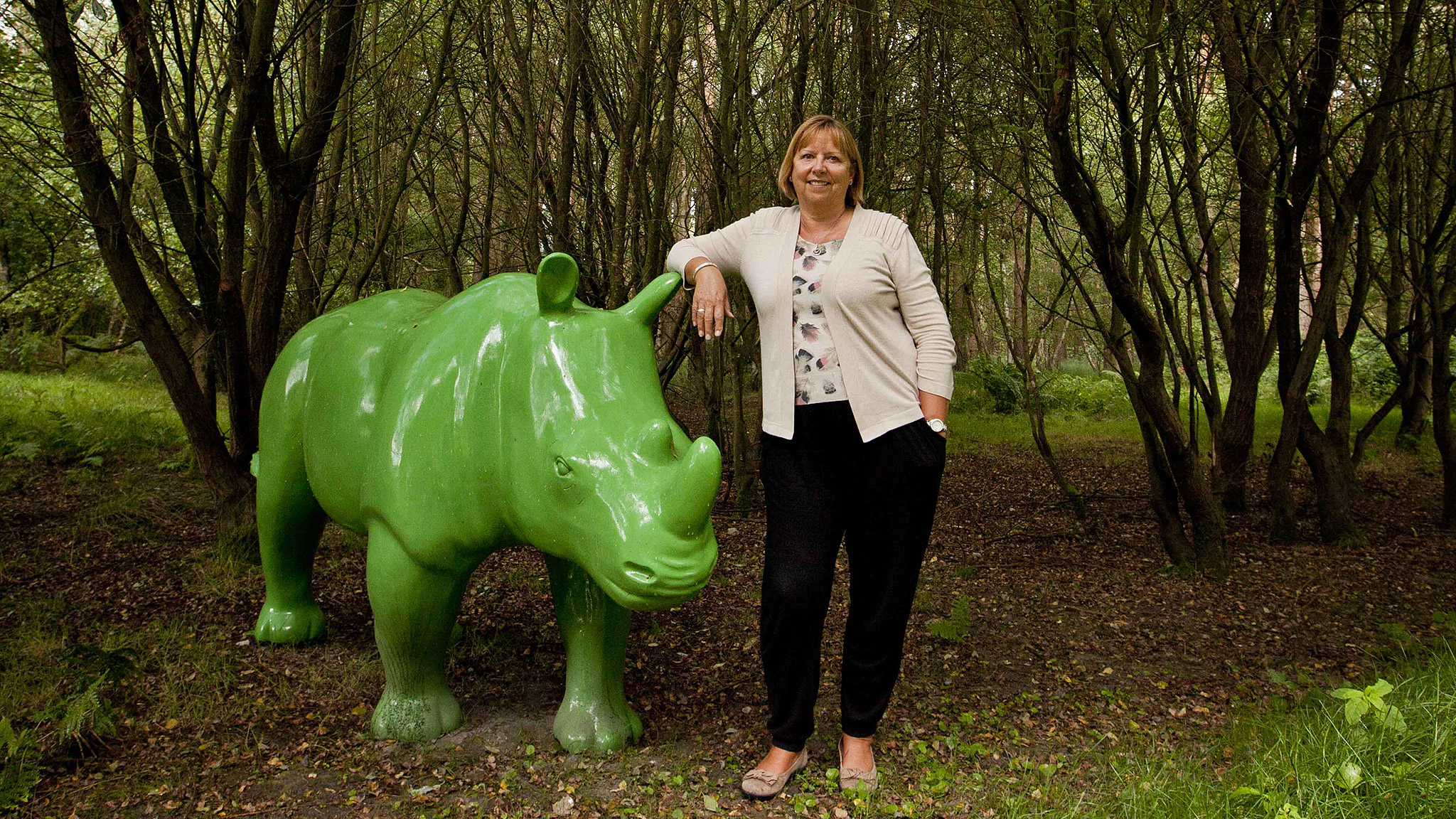 [Wendy Hall and Rosie the rhino]