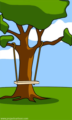 [a tree with an unusable swing]