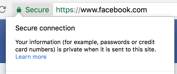 [“Secure” indication in the address bar]