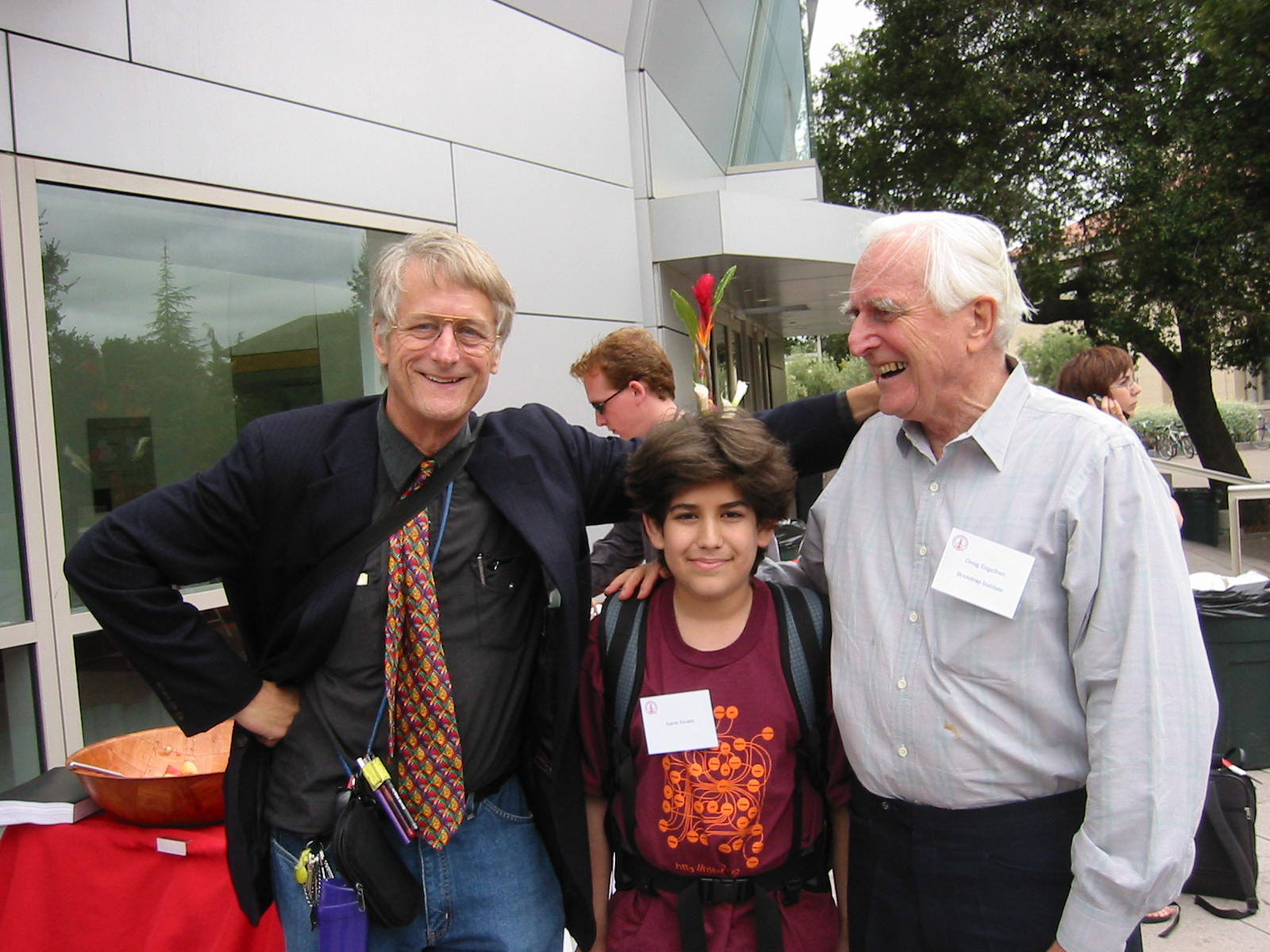 [Ted Nelson, Aaron Swartz, and Doug Engelbart at the 2001 International Semantic Web Working Symposium]